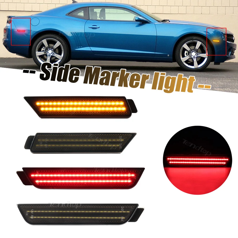 

LED Side Marker Light Front Rear Bumper Side Marker Lamp Yellow Red For Chevrolet Chevy Camaro 2010-2015 Reflectors