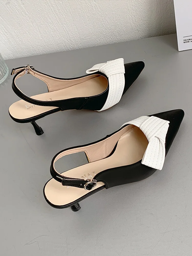 

Sexy High Heels Women Sandals Summer New Pointed Thin Heels Fashion Party Dress Female Shoes Pumps Bow Work Women Shoes 2022 New