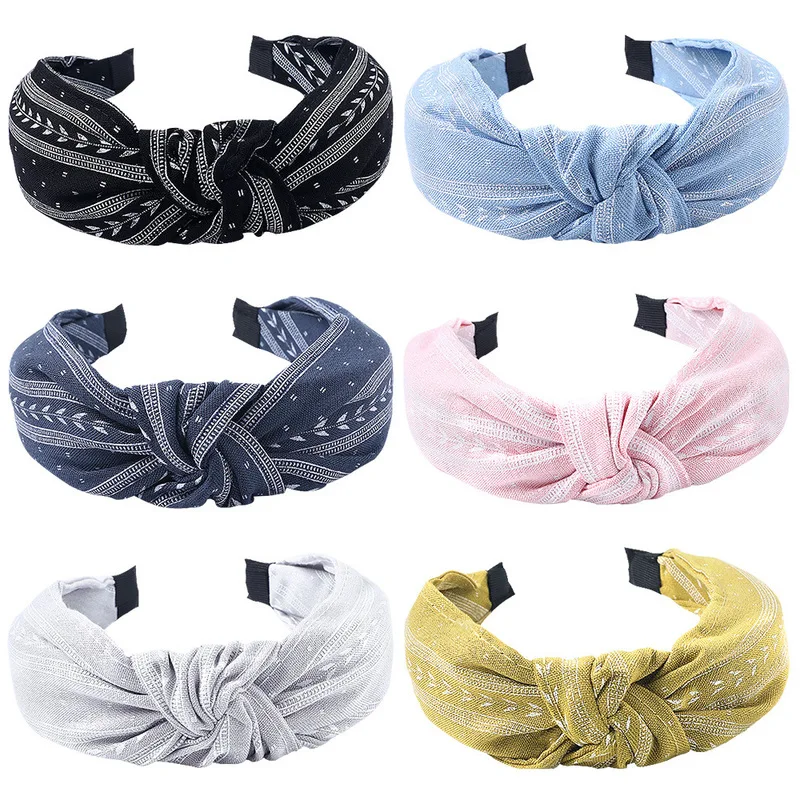 

Fashion Women Bow Knot Hairband Elegant Bohemia Solid Color Cross Knot Girls Hair Hoop Bezel Headband Headdress Hair Accessories