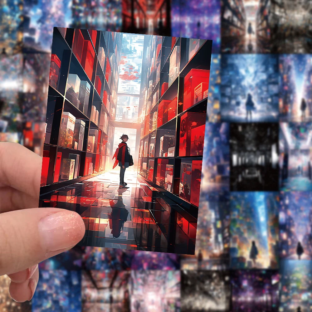 ملصقات جمالية بمنظر ليلي لأنيمي