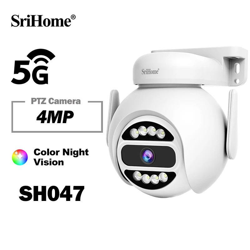 SriHome SH047 4MP 5G Dual-frequency Surveillance Camera Dual Light Sources Full-color Night Vision PTZ IP Camera Security Cam