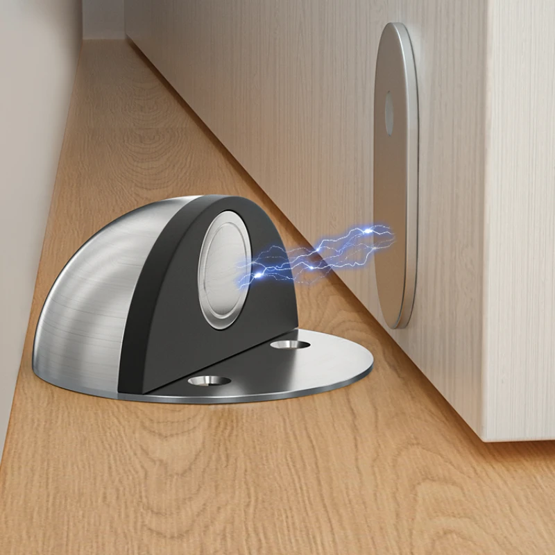 

4 color Stainless Steel Magnetic Door Touch Punch-free Door Stopper Magnetic Suction Rubber Semi-circle Anti-collision Door Stop