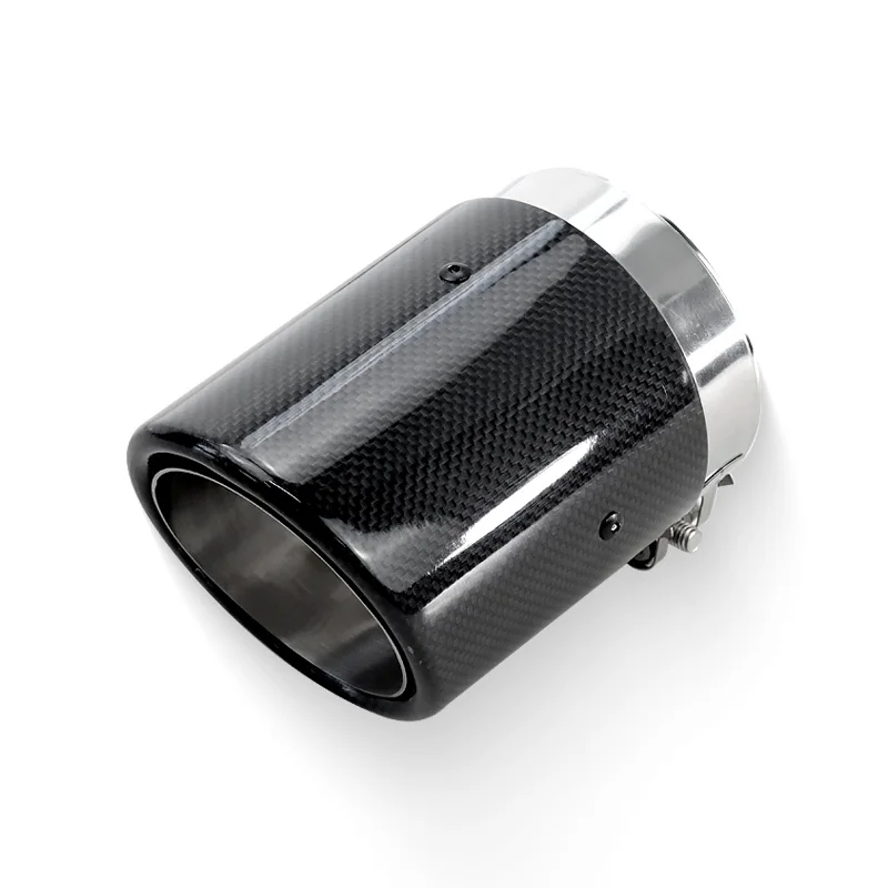 Car Universal Modiflcation Stainless Steel Single Exhaust Pipe Full Carbon Matt Black Cover Muffler Tip For Merc
