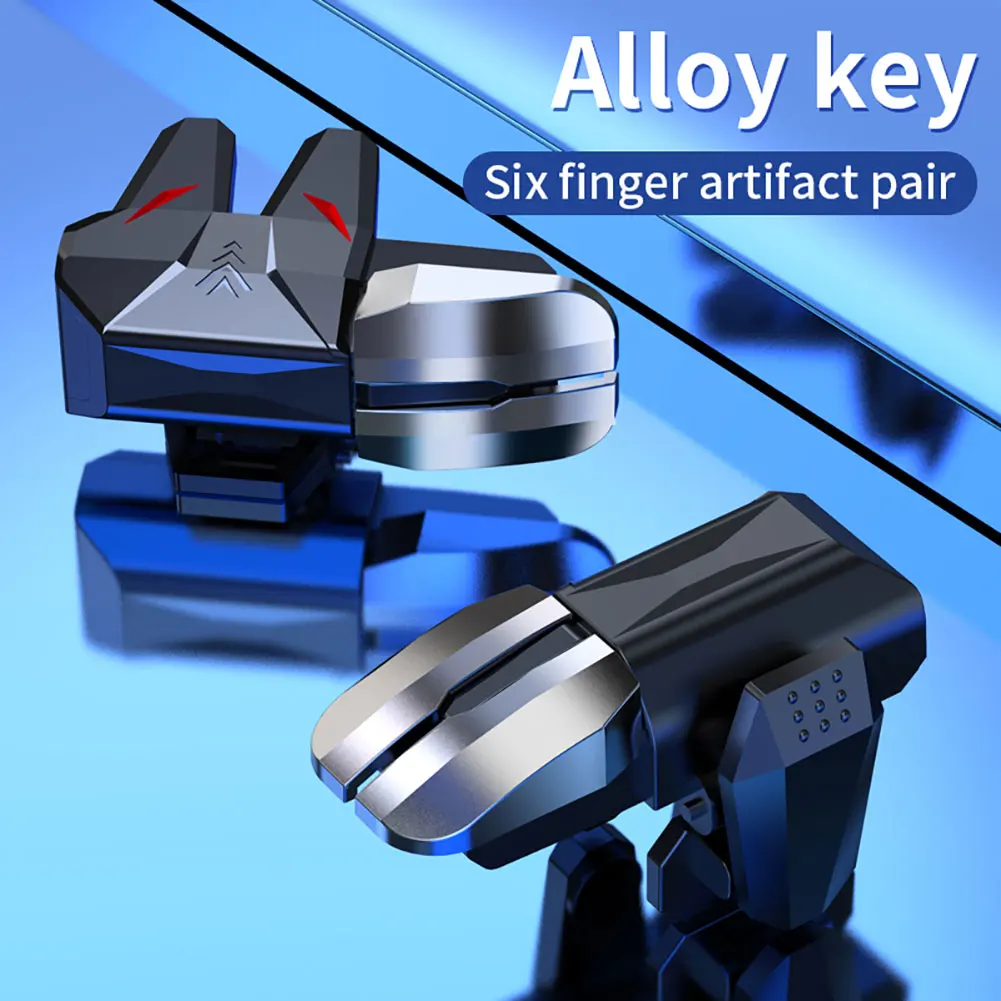 2pcs Mechanical 6 Finger Gamepad Key Button Sensitive Mobile Gaming Triggers for Pubg Mobile
