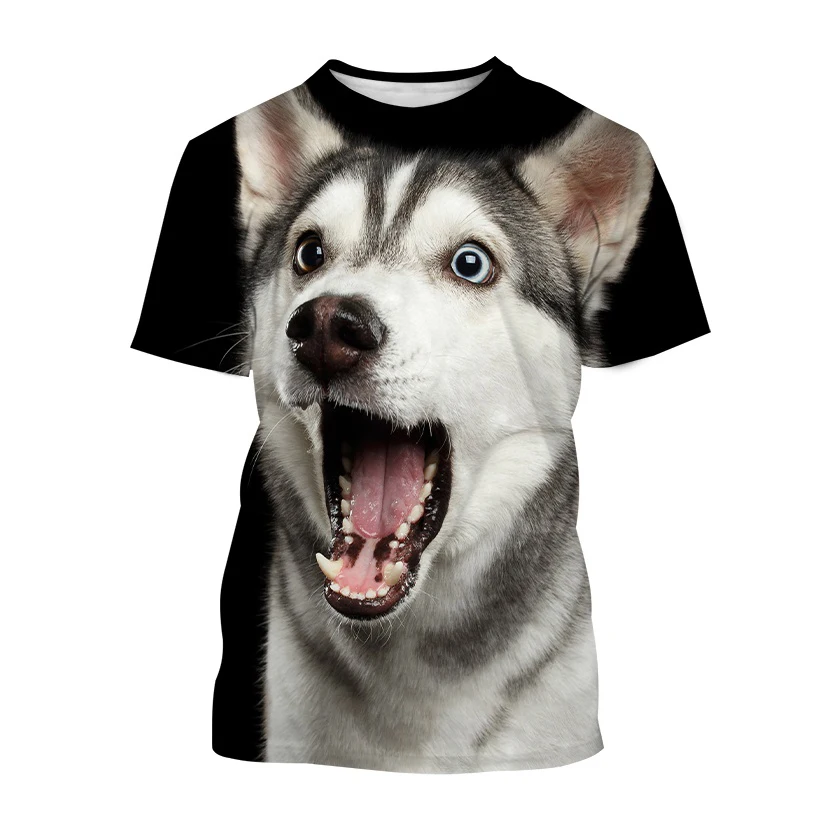 

2023 Fashion Animal Siberian Husky 3D Printing Men's Short Sleeve T-shirt Personality Cute Dog Creative Summer Short Sleeves