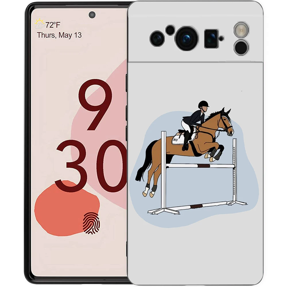 Luxury Equestrian Horse Black Soft TPU Phone Case