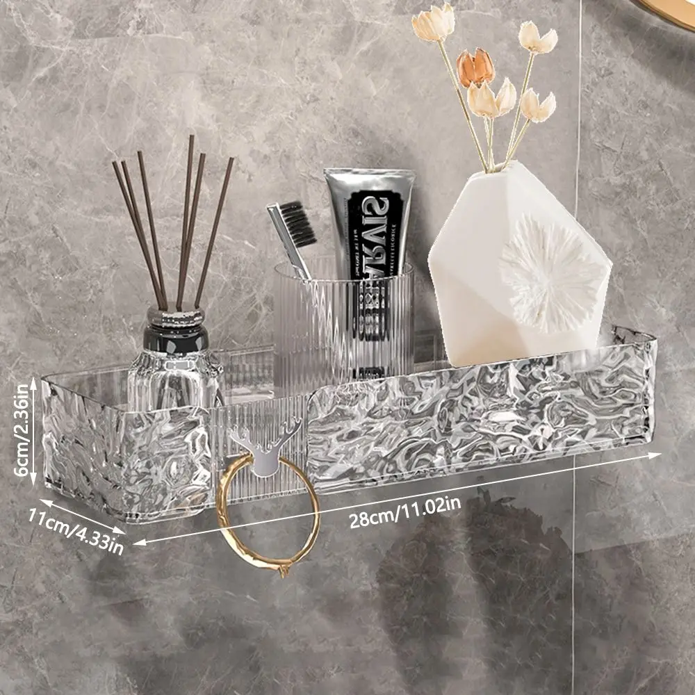 Punch Free Bathroom Storage Rack Plastics Water Ripple Wall Storage Rack Thickening Shower Gel Storage Rack Bathroom 6