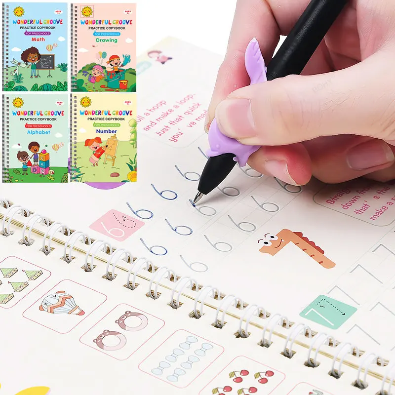 Cahiers de calligraphie pour enfants, livre de copie magique, stylo,  essuyage gratuit, écriture pour enfants, pratique des autocollants,  français, livraison gratuite - AliExpress