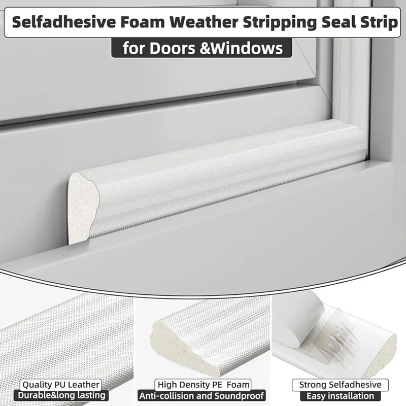 5M Cladding Door and Window Sealing Strip wedge weather stripping Foam Insulation Stripped Doors Gap Filler Noise Blocker Tape