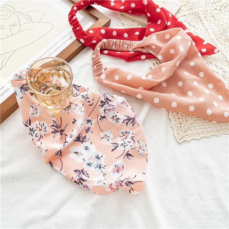 Frauen Böhmen Druck Haar Schal Für Mädchen Bandanas Stirnband Koreanische Große Dot Elastische Haarband Haare Seil Haar Zubehör Headwear – Detail 8