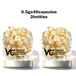 Radiant Glow Vitamin C Facial Serum with Hyaluronic Acid & Retinol - Moisturizing & Firming Formula with Vitamin E - 2 Bottles 40 Capsules