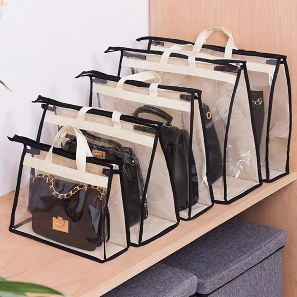 Transparent Dust-Proof Storage Bag Organizer Non-Woven Clothes Storage  Boxes Hanging Moisture-Proof Handbag Cover with Zipper