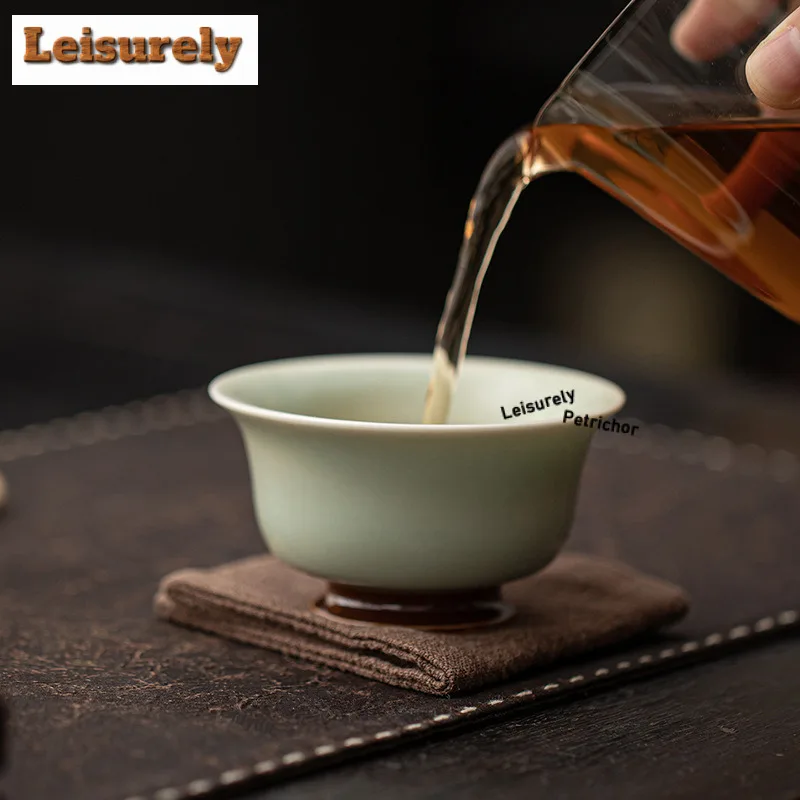 100ML Hand-pulled Ru Kiln Teacup Luxury Tea Bowl Cup for Tea Tea-tasting Fragrance Cup Chazhan Master Cups Teaware Accessories