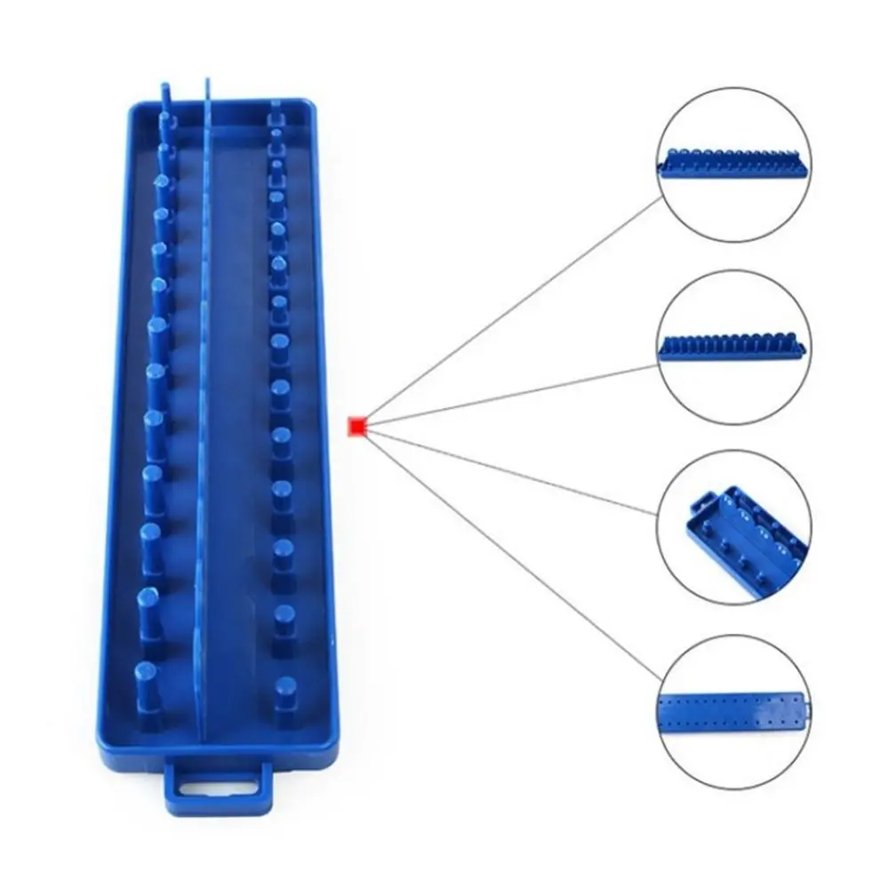 Blue Plastic Socket Organizer Tray - Durable 1/4 Inch Wrench Holder with Practical Design
