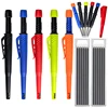 Solid Carpenter Pencil Set with Pen Cover, Deep Hole Mechanical Pencil With Built-In Pencil Sharpener for Carpenter Woodworking 1