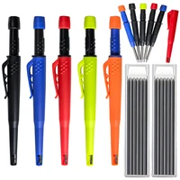 Solid Carpenter Pencil Set with Pen Cover, Deep Hole Mechanical Pencil With Built-In Pencil Sharpener for Carpenter Woodworking 1