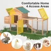 Outdoor Chicken Coop for 2-4 Chickens Wooden Hen House Poultry Pet Hutch Run Cage with Waterproof Asphalt Roof, Wire Fence (80") 4