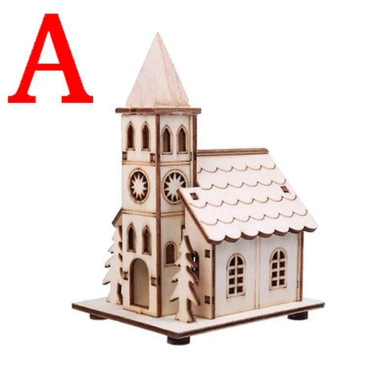 Festival Led Light Wood House Christmas Tree Decorations For Home Decoration Wooden House DIY Gift Window Decoration Log Cabin