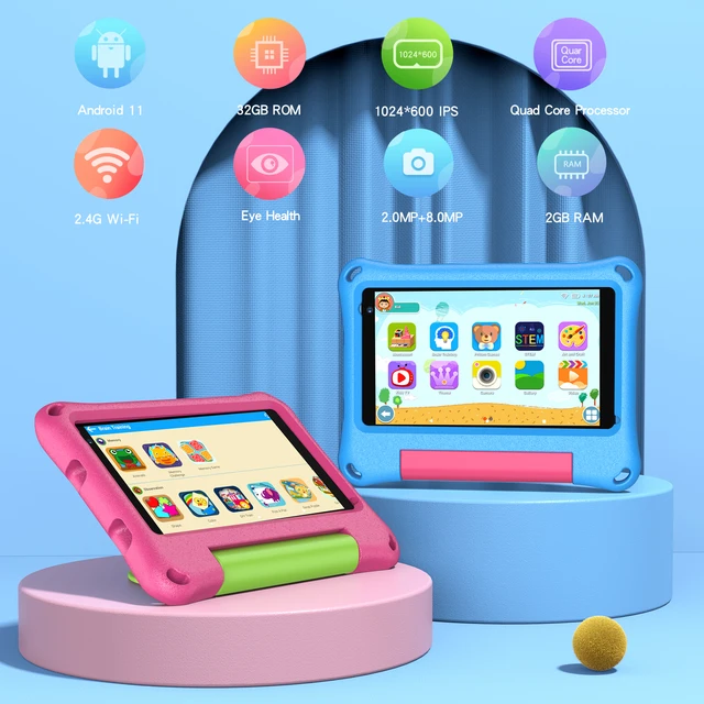 Tablet per bambini Tablet da 7 pollici per bambini piccoli, sistema operativo Android con 2 GB di RAM e 32 GB di archiviazione, con WiFi, doppia fotocamera, modalità di sicurezza per bambini 4