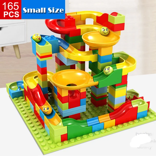 Small Size Marble Race Run Maze Ball Track Building Blocks Assemble Funnel Slide Blocks Bricks Construction Toys for Kids Gift 1