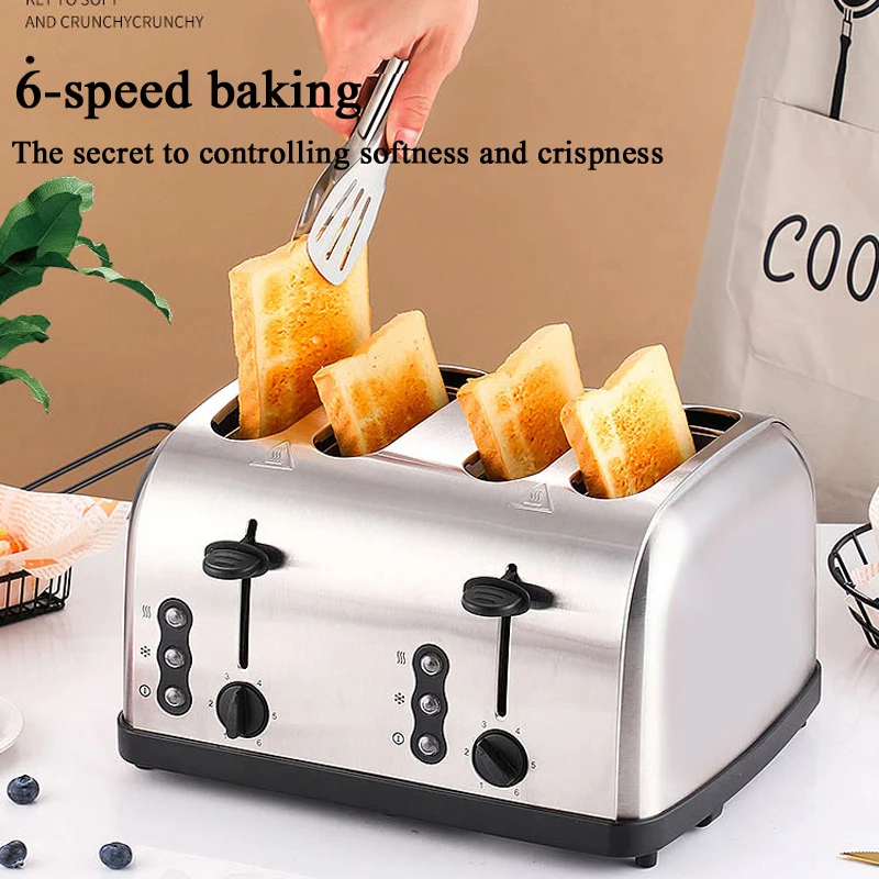 PBOBP Stainless Steel Electric Toaster Household Automatic Baking Bread Maker Breakfast Machine Toast Sandwich Grill Pancake