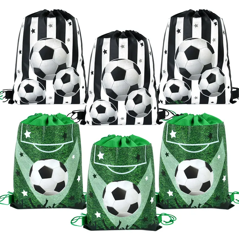 

10pcs Soccer Ball Drawstring Bag Non-woven Sports Football Gift Bag Kids Boys Birthday Party Decoration Football Theme Backpack