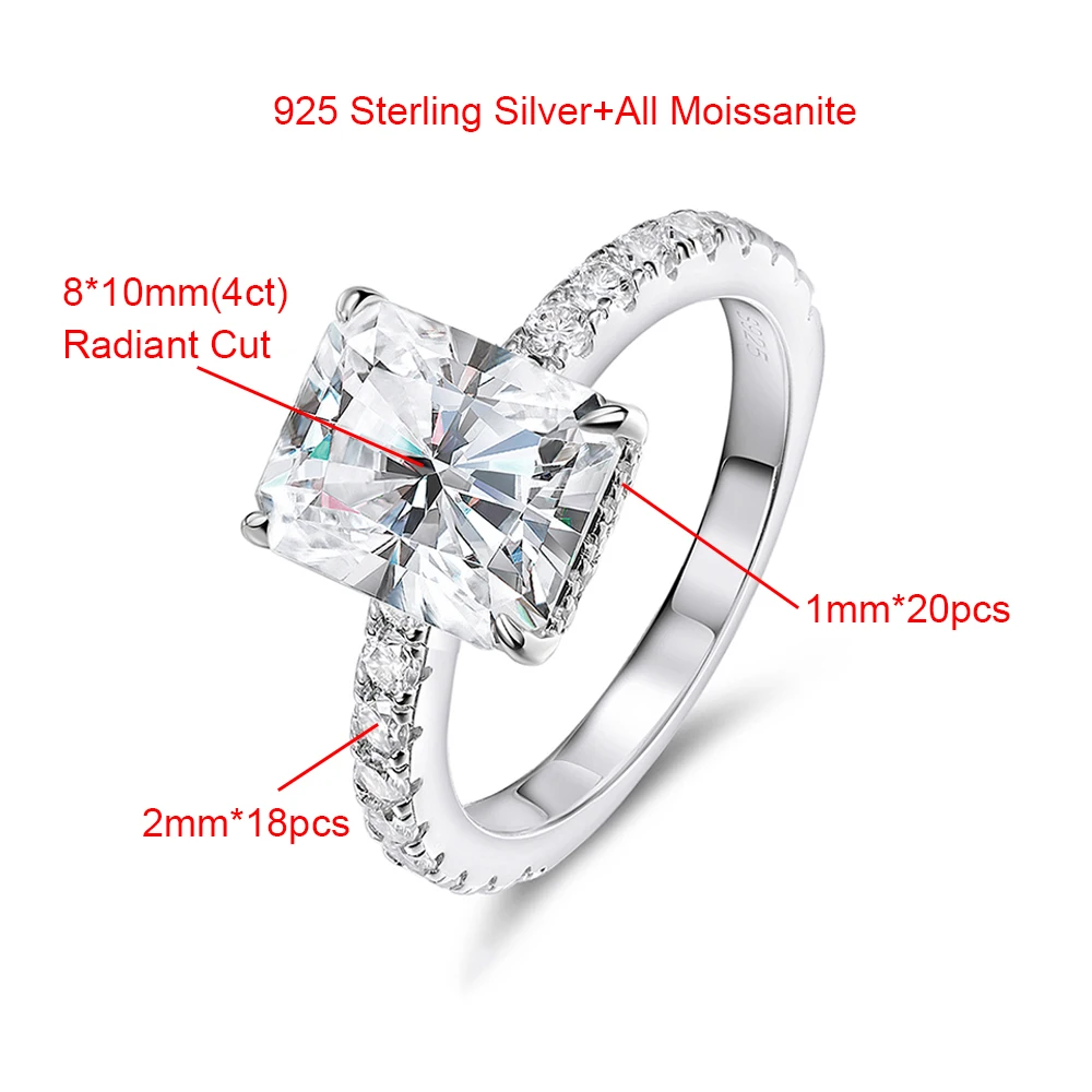 Anillo de compromiso de moissanita de corte radiante de 4 quilates para  mujer, anillos de diamantes de Halo ocultos de Plata de Ley 925, joyería de  boda - AliExpress, image size:1000x1000