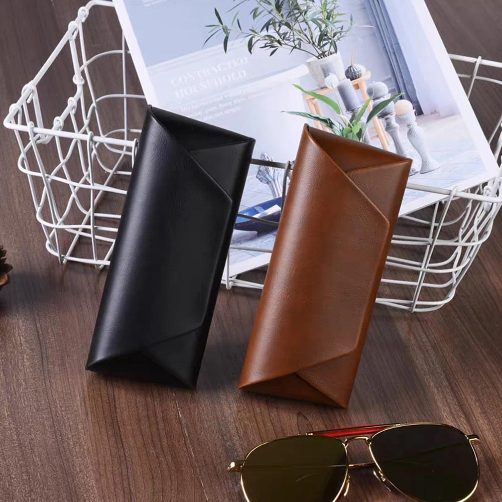 

PU Leather Anti Pressure Protective Cover Portable Black Brown Sunglasses Protective Box Unisex Creative Leather Glasses Case