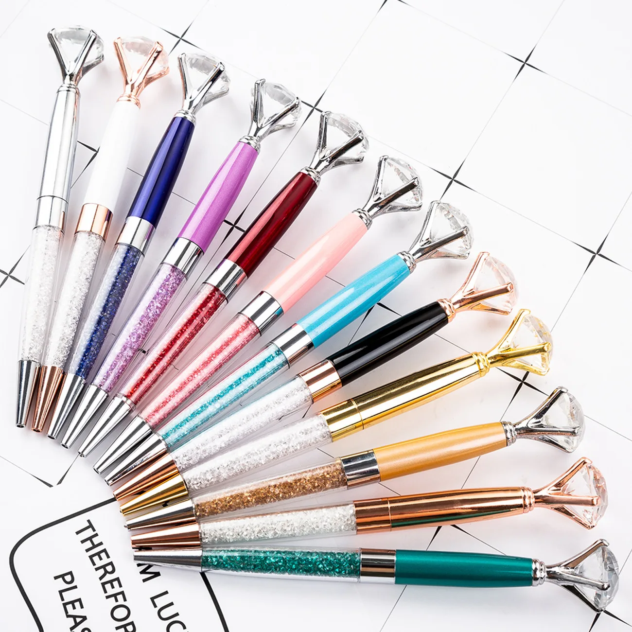 

12PCS Pieces Metal Office School Stationery Diamond Rose Gold Ballpoint Pen