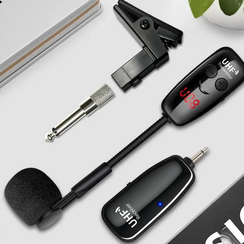 

Wireless Microphone Instrument Clip On Condenser Mic With LED Screen For Horns Trumpets Clarinets Saxophones Stage Performing