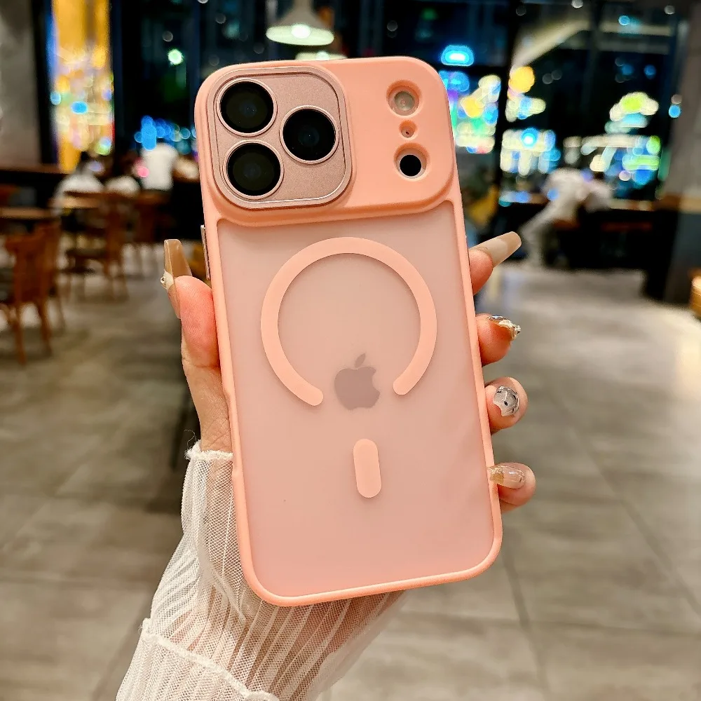 Matte Transparent Shockproof Magnetic Phone Case with Lens Protection