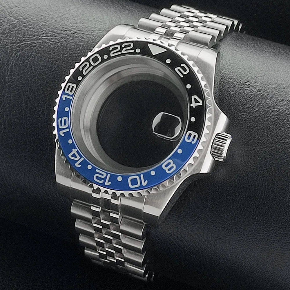 Premium GMT Watch Case with Bidirectional Sapphire Bezel and Slide Buck, 40MM, 5Bar Water Resistance