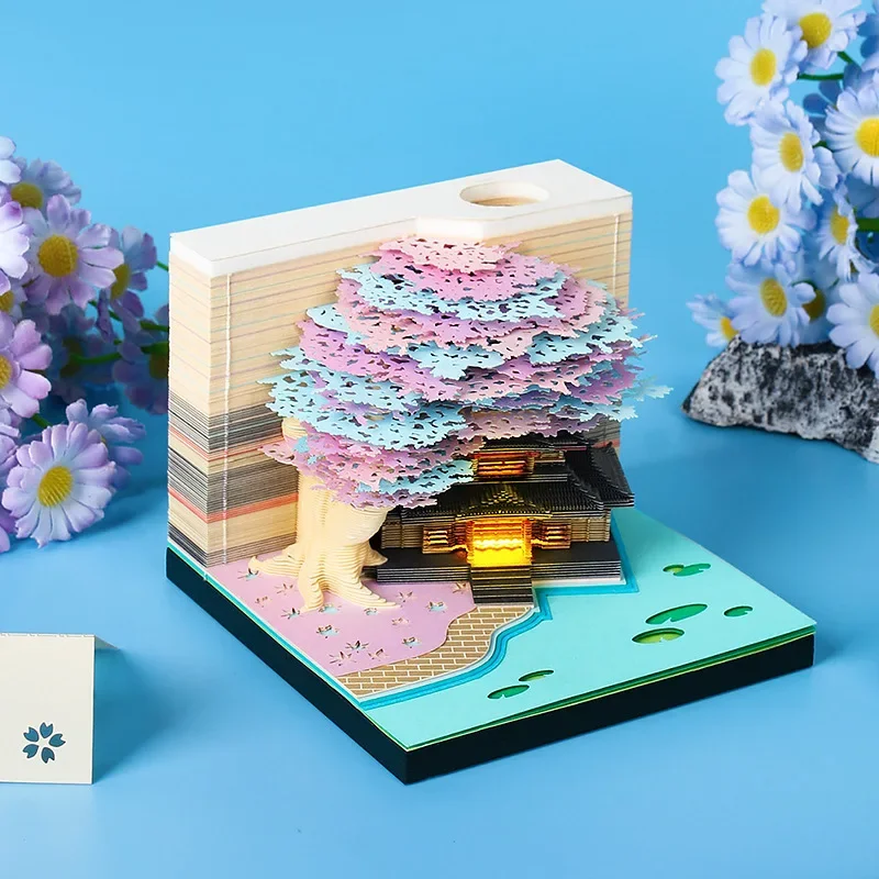 트리하우스 3D 데스크탑 캘린더 스티커 메모 크리에이티브 공예품 기념품 종이..
