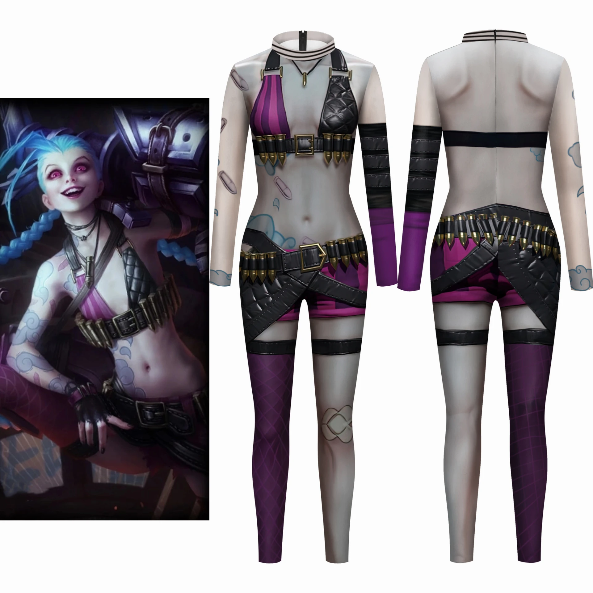

Женский комбинезон для косплея LOL League of Legends, комбинезон Jinx AD, костюм для косплея на Хэллоуин, Новинка