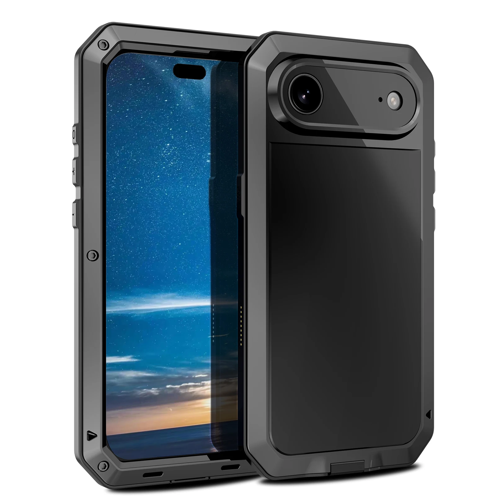 Luxury Heavy Duty Case For iPhone 17 16 15 Pro Max Plus Metal Heavy Duty 360 Full Body Shockproof Armour Protective Cover Fundas