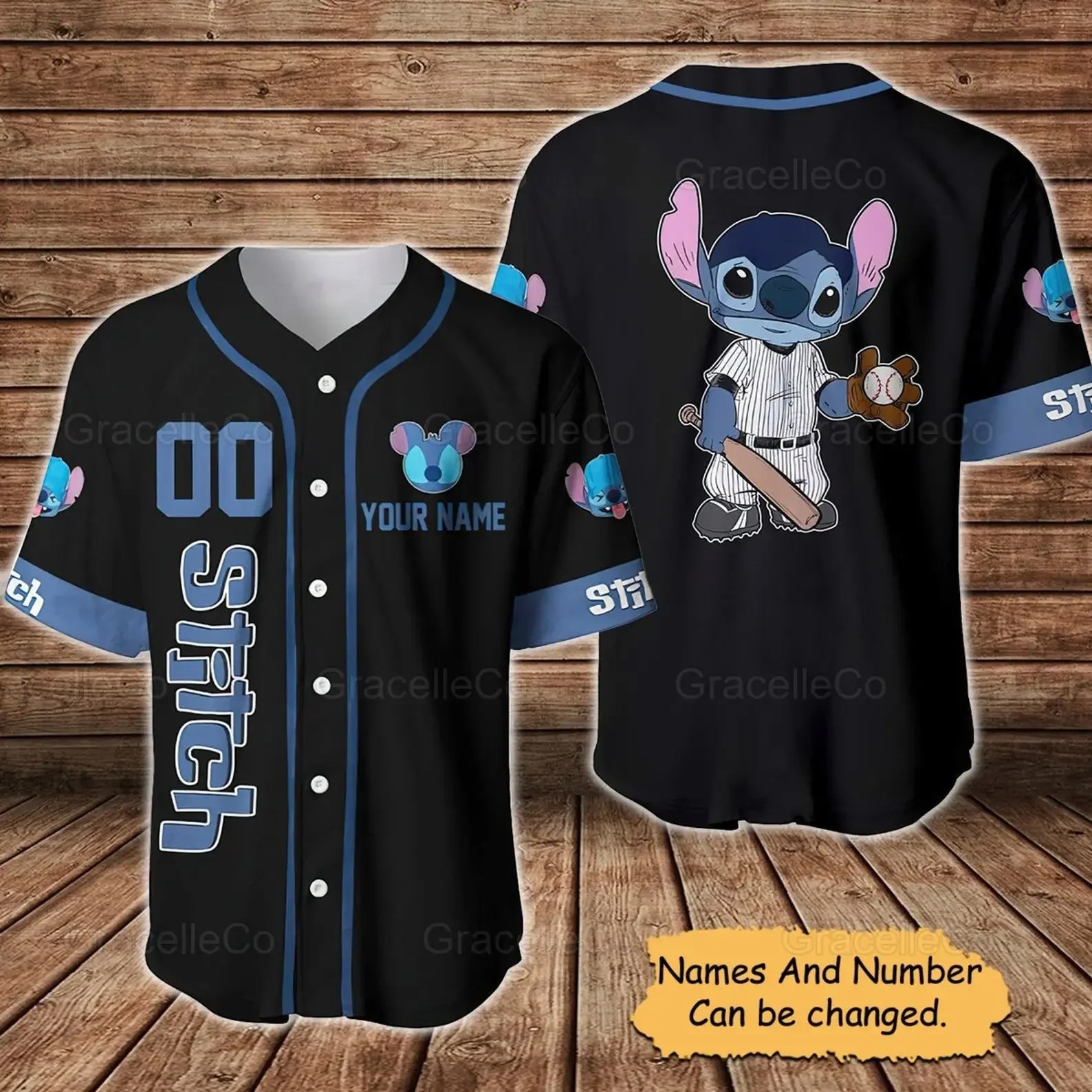

2024, бейсбольная Джерси Disney Stitch с именем на заказ для детей, мужчин, женщин, бейсбольная Джерси, спортивная одежда, повседневная рубашка с коротким рукавом