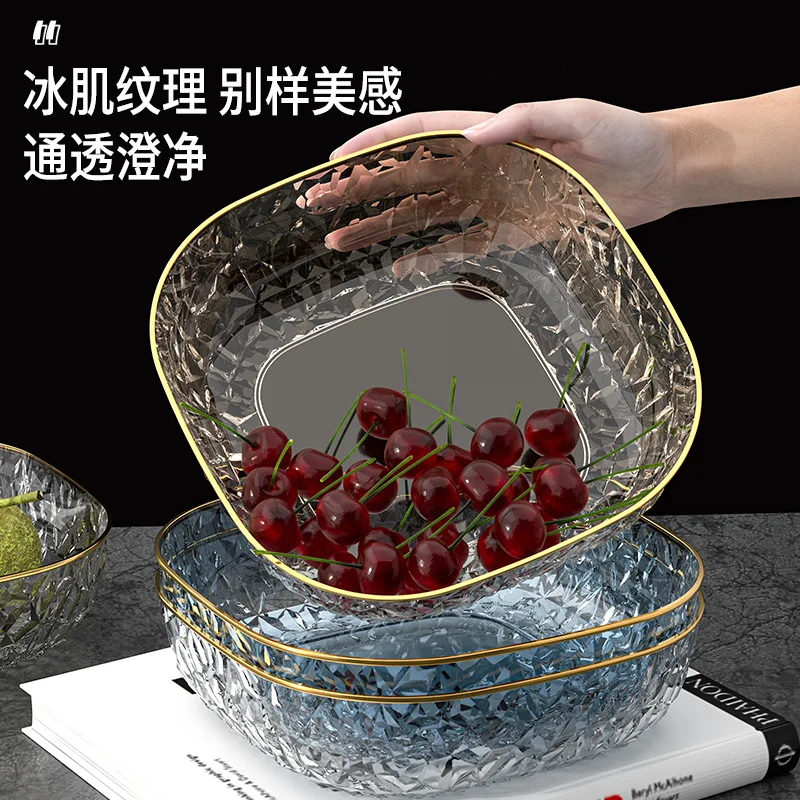 

INS Light Luxury Style Fruit Pan PET Diamond Pattern Random Pattern Square Fruit Pan Home Living Room Desktop Fruit Pan
