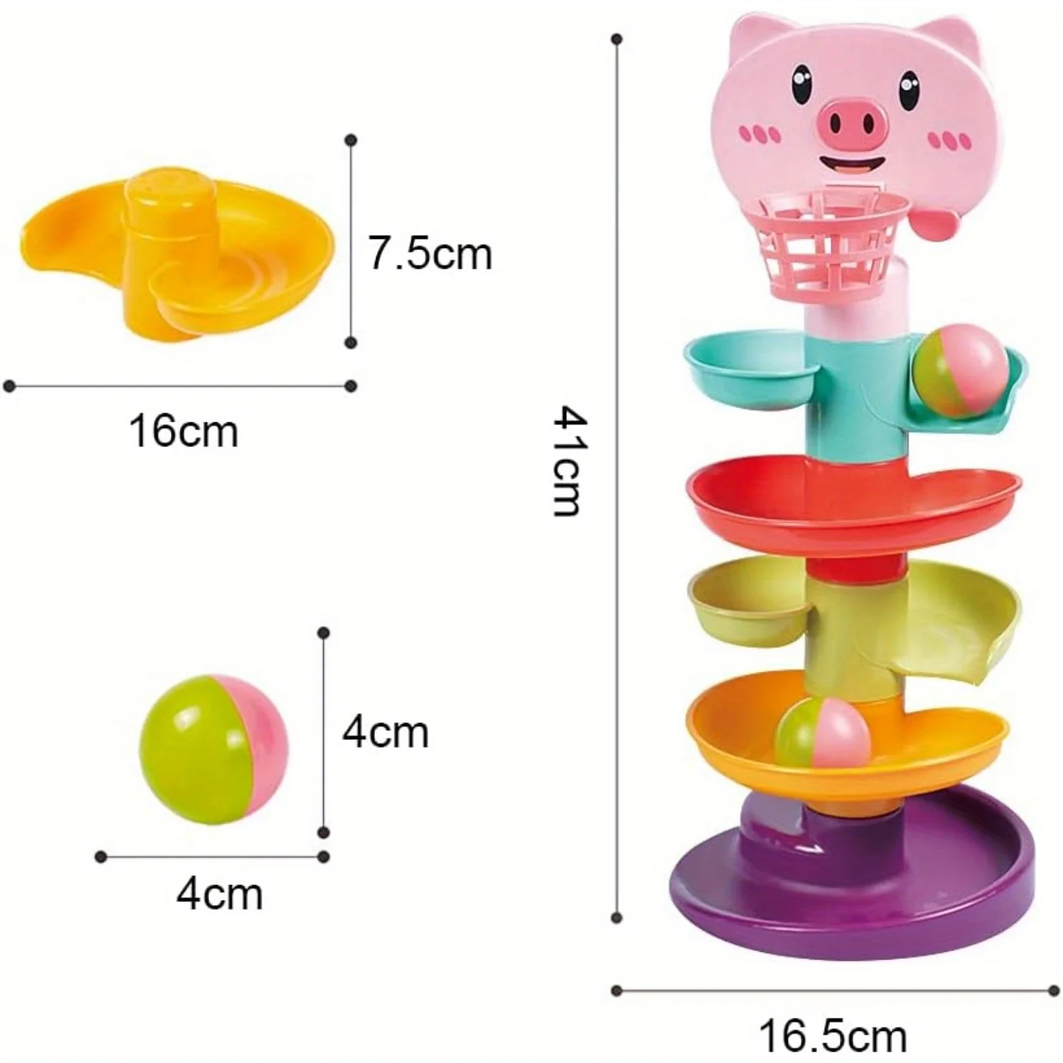 Fun cartoon animal piggy track assembly stacking music ball 0-3 year old baby early education educational toy