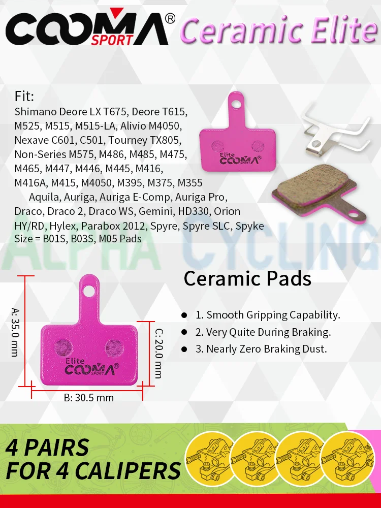 Bicycle Disc Brake Pads Brake Pads Bike Brake Pads 4 Pairs 8 PCS Ceramic Bicycle Brake Pads for Bike Caliper
