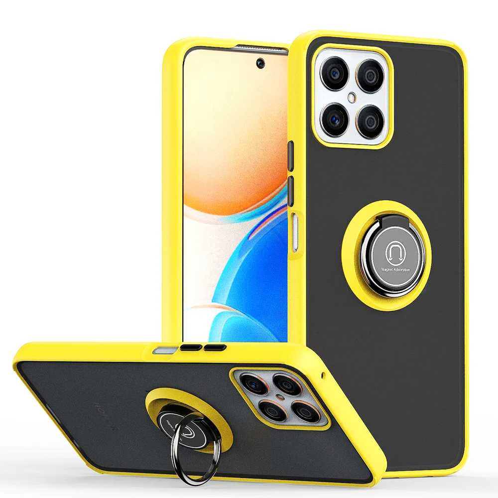 Capa de celular transparente mate com anel para honor x8_voghion.com