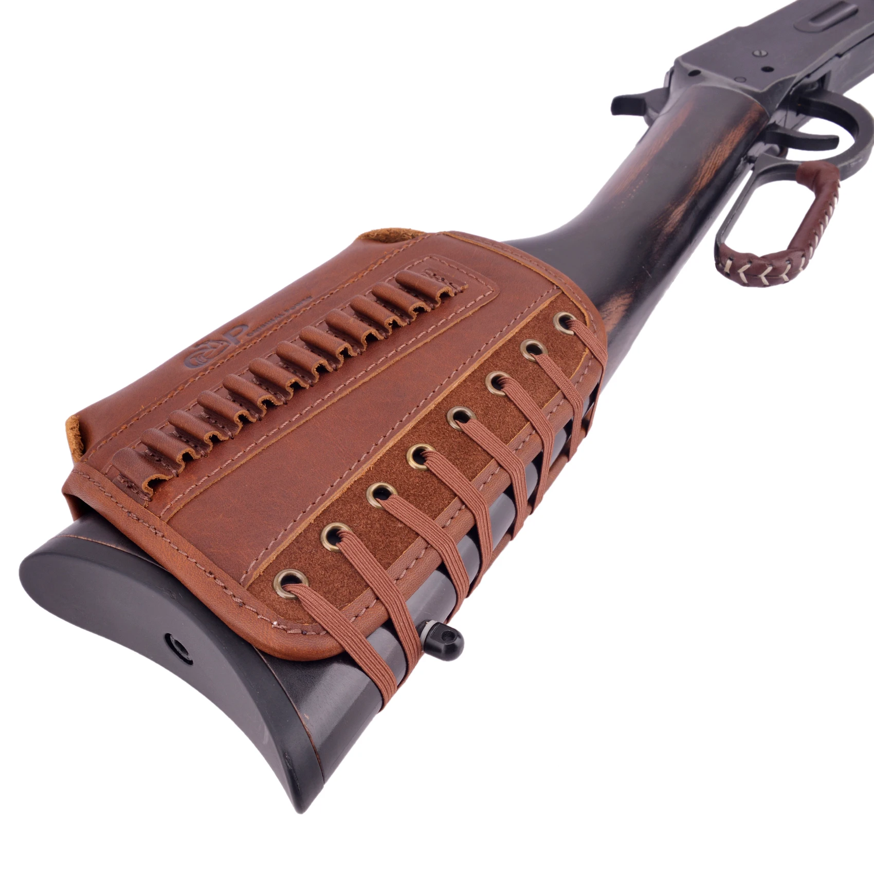 

Leather Cheek Rest Pad with .22 Rifle Shell Holder Gun Stock Cover .22 LR .17HMR.22MAG Ammo Carrier Pouch