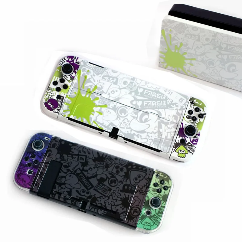 Custodia Rigida Tv Dock Stand Custodia Protettiva In Cristallo Per Nintendo Switch Oled Console Ns Joy-Con Cover Protector Per Splatoon 3 Skin