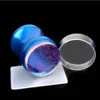 4cm Big Head Stamper Stamping Scraper with Cap Metal Handle Blue Clear Jelly Silicone Polish Print Template Tools Nail Art Set 1