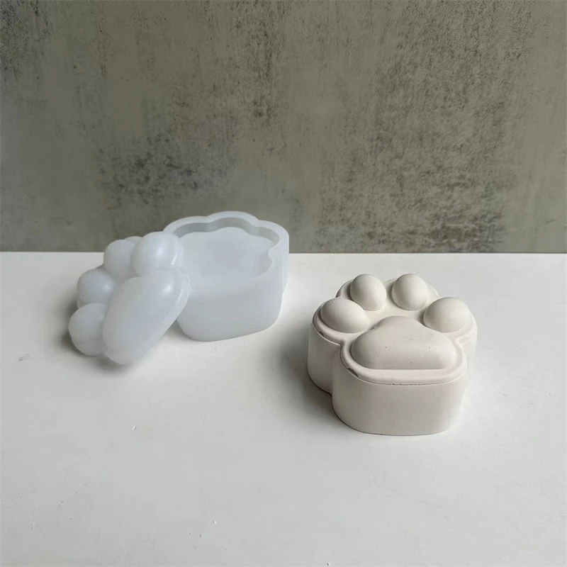 Description Picture 3 of itemCat Paw Jar Clay Silicone Molds DIY Handmade Home Storage Box Gypsum Plaster Resin Mold Candle Jewelry Organizer Making Mould