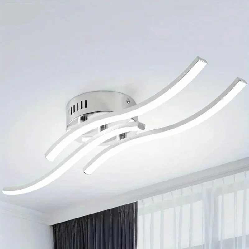  Lustre LED à 3 bras 21W 5500K avec design ondulé, plafonnier moderne pour salon, chambre à coucher, cuisine, couloir 4 Lustre LED à 3 bras 21W 5500K avec design ondulé, plafonnier moderne pour salon, chambre à coucher, cuisine, couloir 4