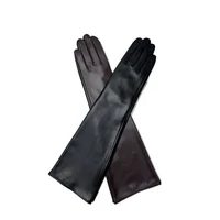 45CM Genuine Leather Long Gloves Genuine Sheepskin Thin Silk Lining Long Elbow Gloves Women's Winter Fashion