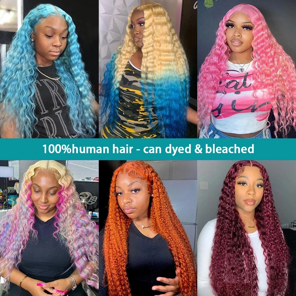 613 Honey Blonde Deep Wave 13x6 HD Lace Frontal Wig Human Hair Wet And Wavy Curly Wigs 30 40 Inch Water Wave Brazilian Colored 13x4 Lace Front Wigs For Women 5