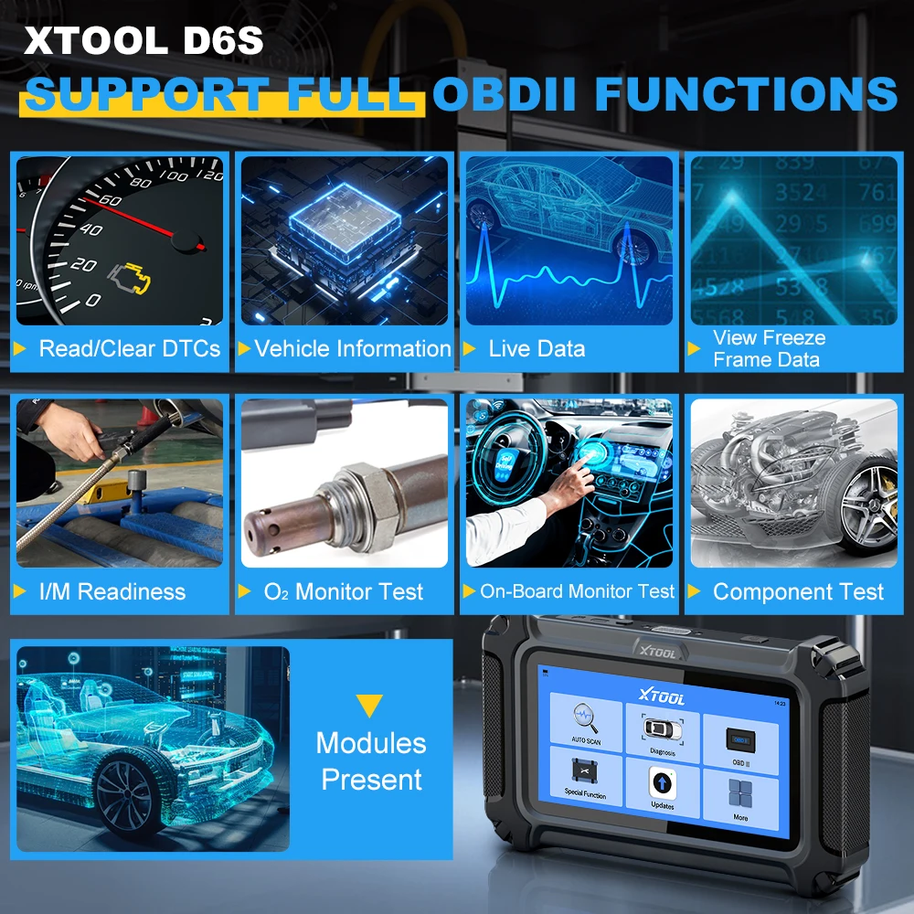 XTOOL D6S Strumento diagnostico per auto Tutti i sistemi diagnostici Scanner OBD2 Grafica dati live 30+ Resetti PUÒ FD FCA Aggiornamenti gratuiti a vita - Image 6