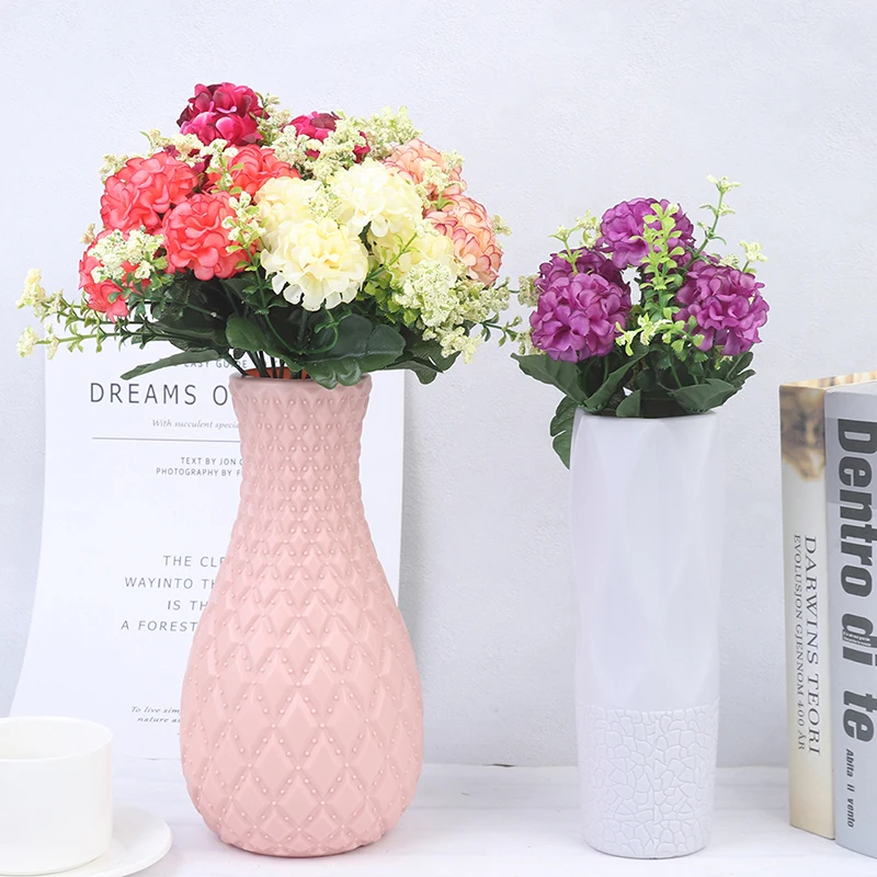 1 Blumenstrauß mit 5 Köpfen, Hortensien-Seidenblumen, künstliche Blumen, gefälschte Luxus-Hochzeitsdekoration – Detail 19