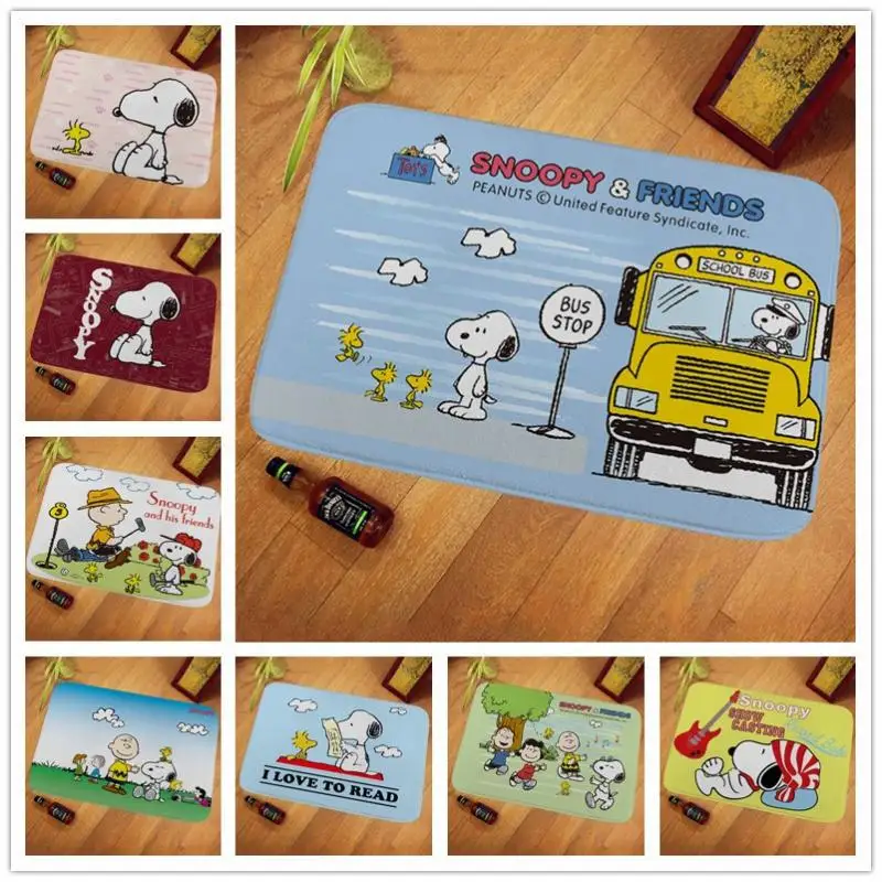 

Kawaii Snoopy Floor Mat Cartoon Home Living Room Kitchen Non Slip Carpet Bathroom Water Absorbing Pad